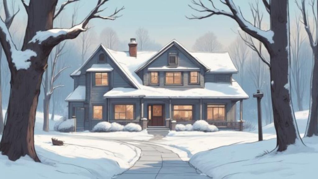 A home in winter conditions, showing how weather affects how long to sell a home in Pasadena MD.