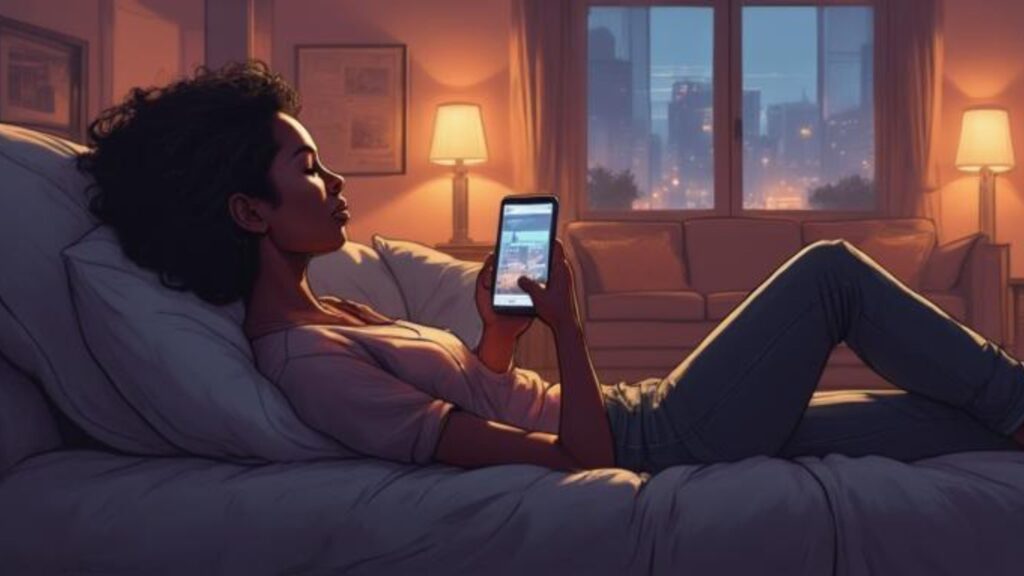 Home buyer browsing real estate listings on a smartphone, representing online home search in Pasadena MD