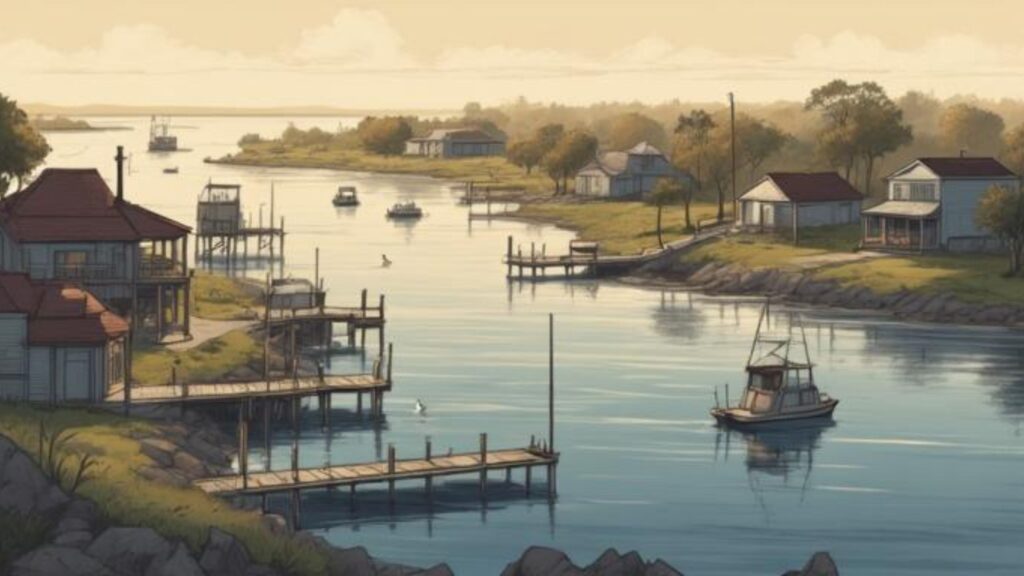 Aerial view of a waterfront neighborhood in Pasadena MD showing lifestyle appeal for home sellers