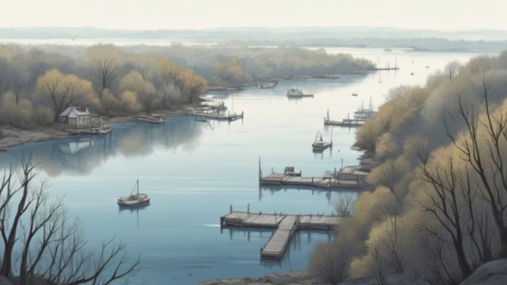 Aerial view of tidal waterway and residential docks in Pasadena MD illustrating the spring 2026 real estate market inventory landscape