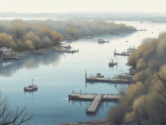 Aerial view of tidal waterway and residential docks in Pasadena MD illustrating the spring 2026 real estate market inventory landscape