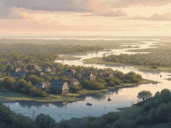 Aerial view of Anne Arundel County Maryland waterfront communities representing the regional home listing guide